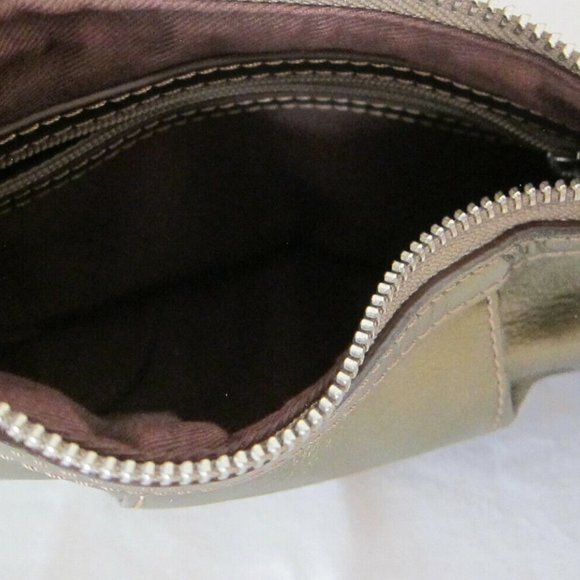 CALVIN KLEIN SMALL PLEATED METALLIC PEWTER FAUX LEATHER HANDBAG - NWOT - Picture 4 of 5